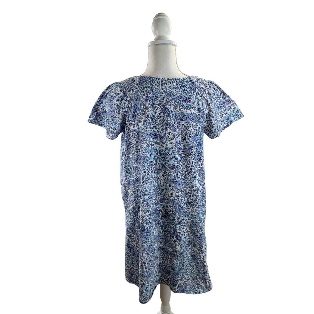 Aria Collection Blue Paisley Short Sleeve 100% Cotton House dress L - Picture 4 of 9